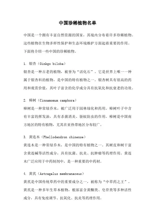 中国珍稀植物名单