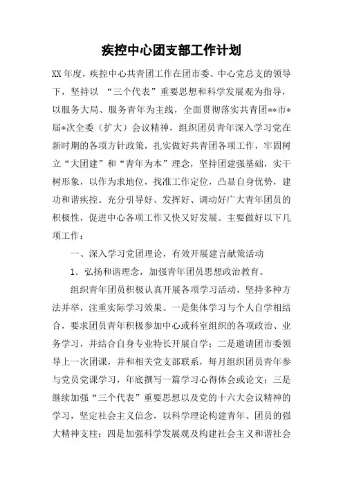 疾控中心团支部工作计划