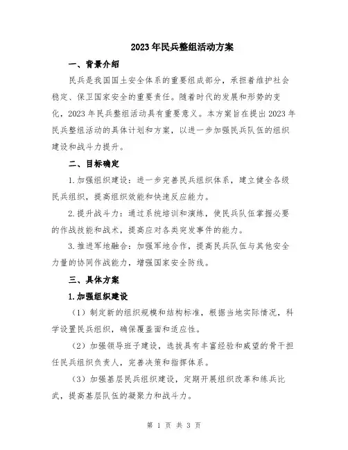 2023年民兵整组活动方案