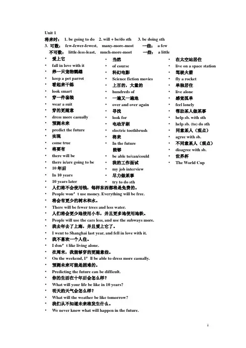 新目标英语八年级下Unit 1--unit 6