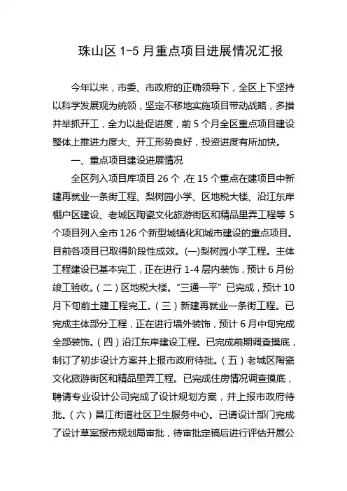 重点项目进展情况汇报