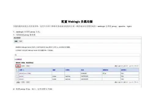 配置Weblogic负载均衡