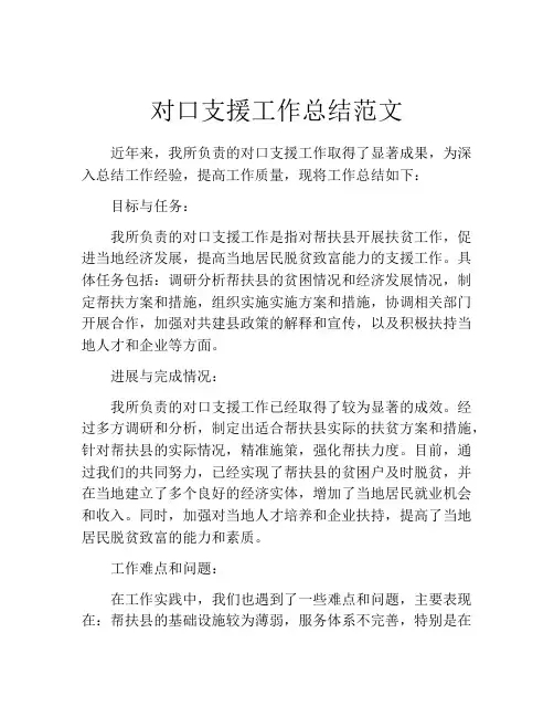 对口支援工作总结范文 (2)