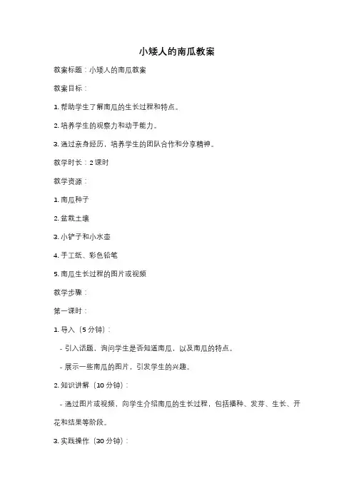 小矮人的南瓜教案
