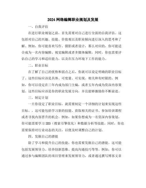 2024网络编辑职业规划及发展
