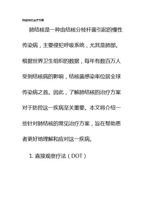 肺结核的治疗方案