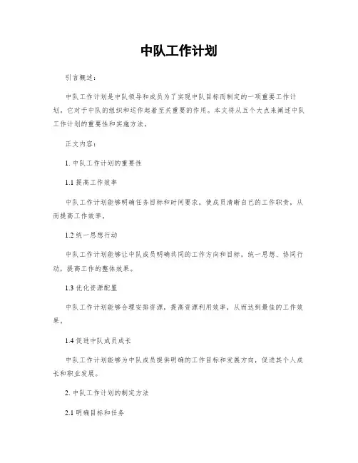 中队工作计划