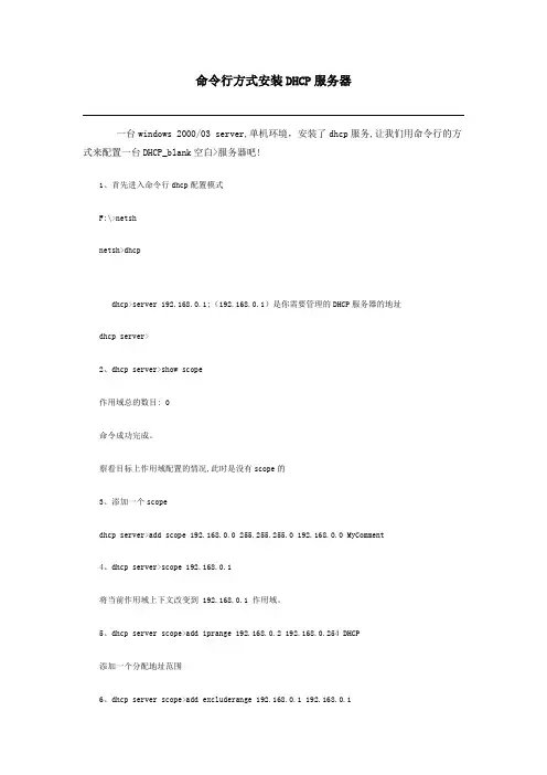 用netsh命令配置DHCP服务