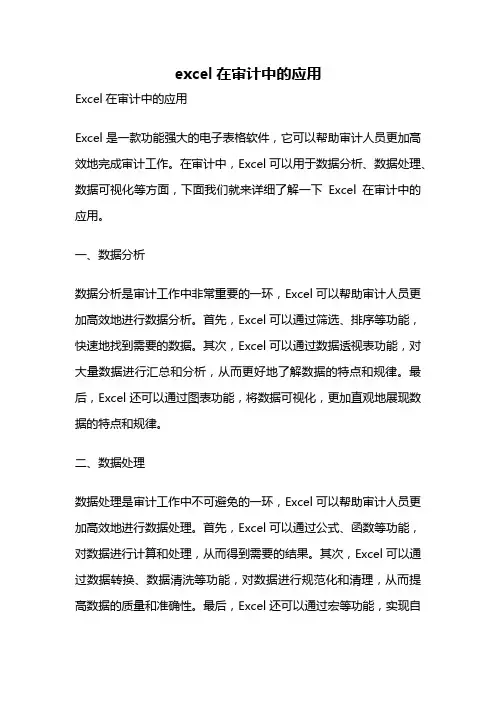 excel在审计中的应用