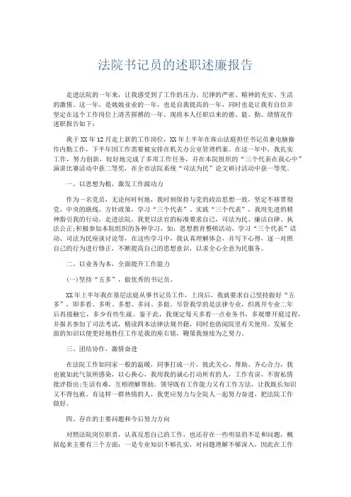 总结报告-法院书记员的述职述廉报告 精品