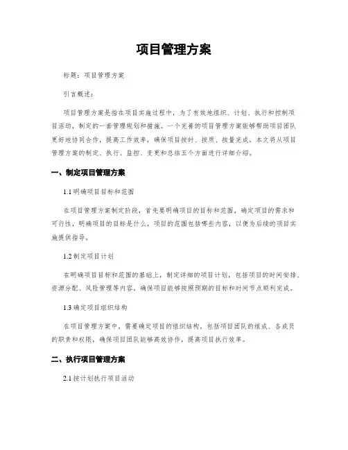 项目管理方案