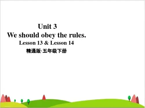 五年级下册英语PPT课件 Unit3 We should obey the rules(Lesson 13