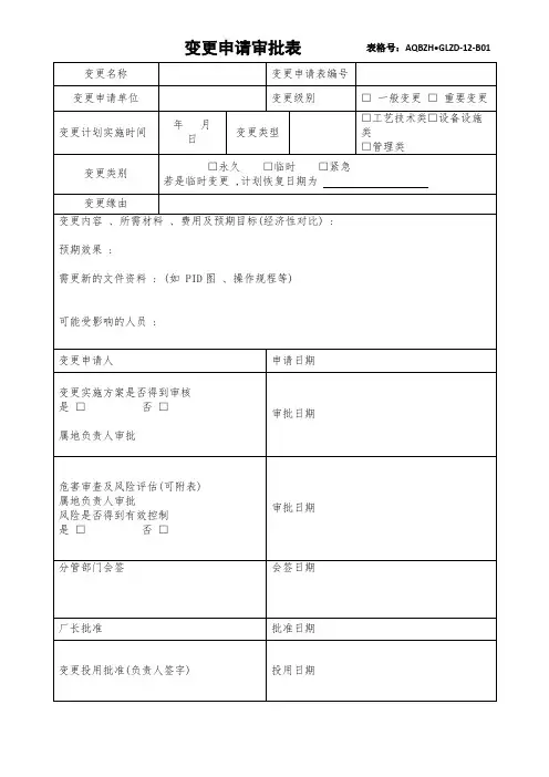 变更申请审批表2024