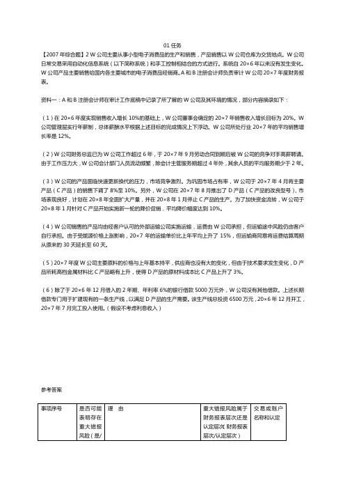 2012秋电大审计学网上作业答案