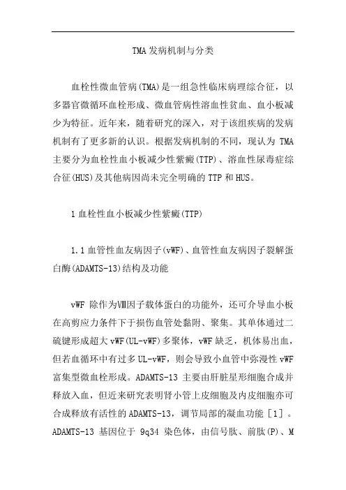 【内科医学论文】TMA发病机制与分类