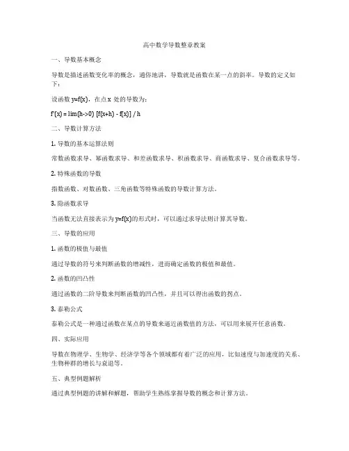 高中数学导数整章教案