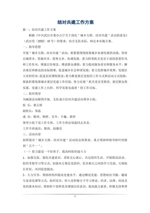 结对共建工作方案