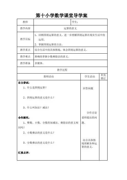 运算的意义