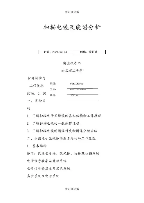扫描电镜及能谱分析—南理工之欧阳地创编