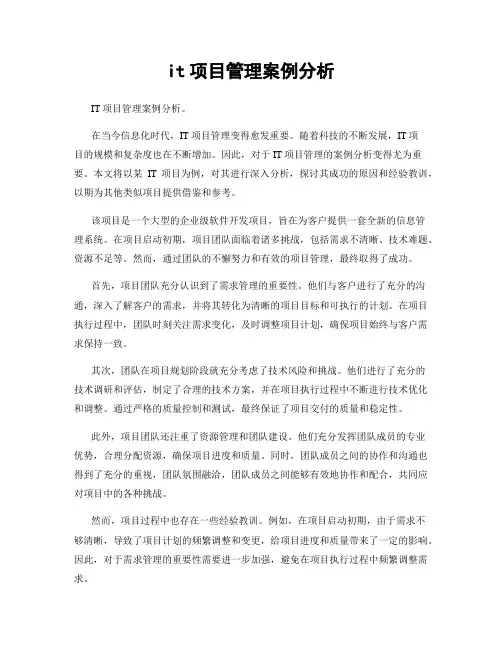 it项目管理案例分析