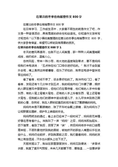 在寒冷的冬季也有暖意作文800字