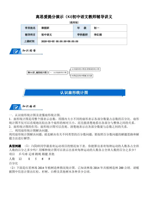 六年级数学上册第5单元数据处理第01讲扇形统计图(教师版)(北师大版)