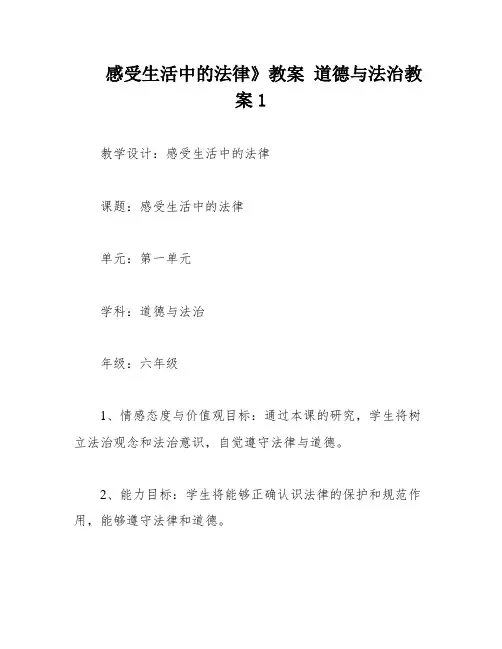 感受生活中的法律》教案 道德与法治教案1