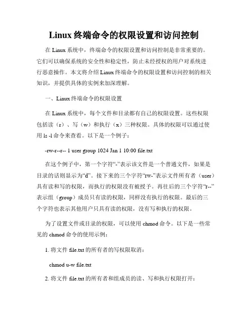 Linux终端命令的权限设置和访问控制