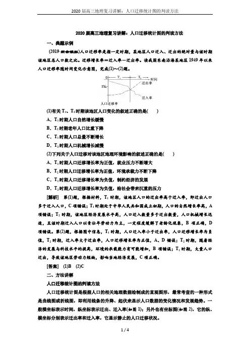 2020届高三地理复习讲解：人口迁移统计图的判读方法