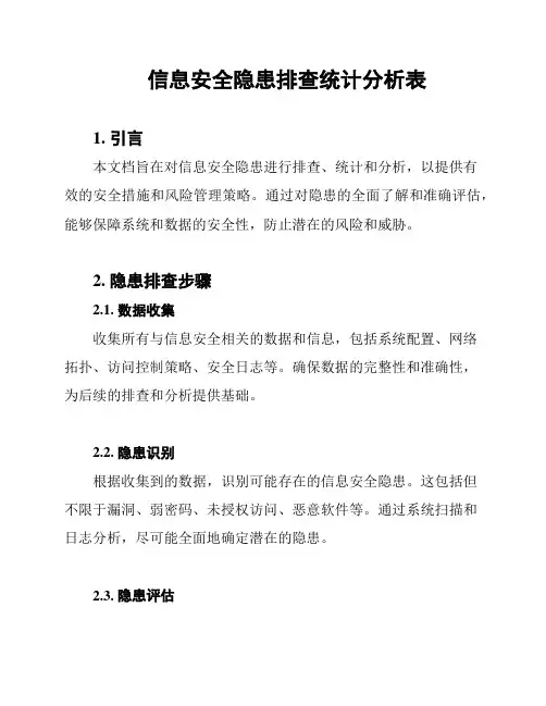 信息安全隐患排查统计分析表