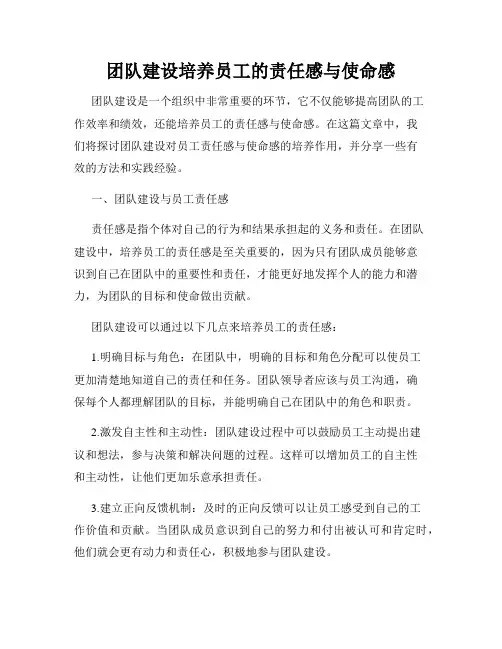 团队建设培养员工的责任感与使命感