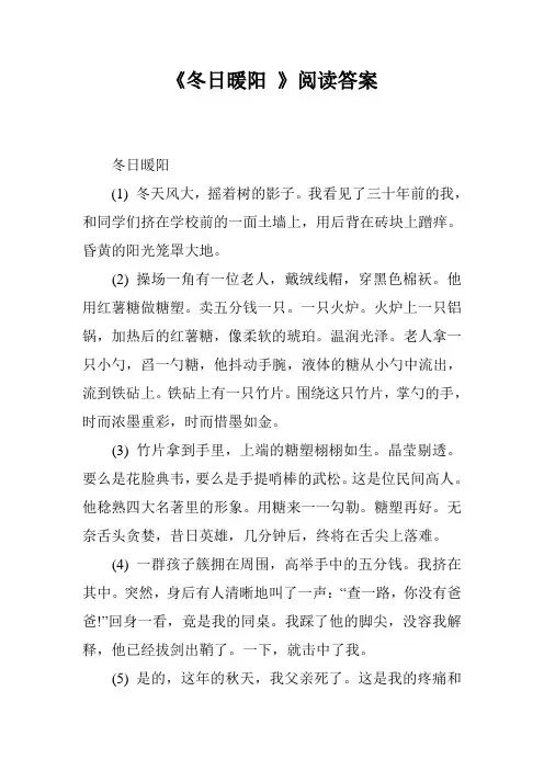 《冬日暖阳 》阅读答案