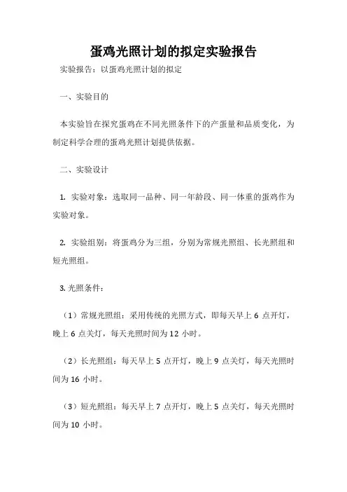 蛋鸡光照计划的拟定实验报告