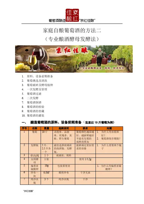 家庭专业葡萄酒的酿制(专业酿酒酵母发酵法)