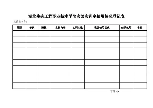 湖北生态工程职业技术学院实验实训室使用情况登记表