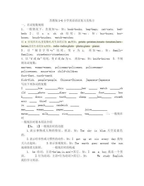 苏教版16小学英语语法复习及练习