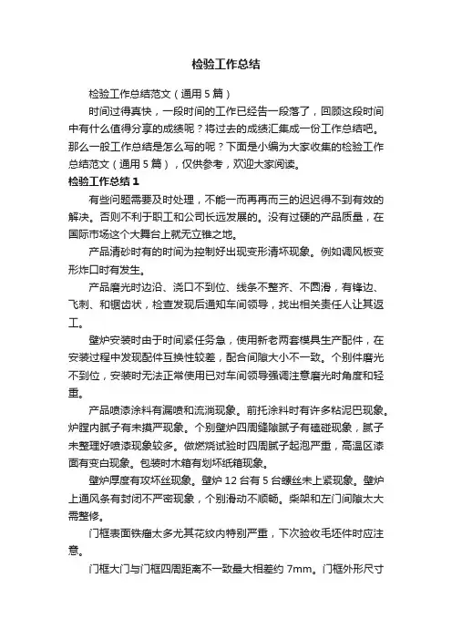 检验工作总结范文（通用5篇）