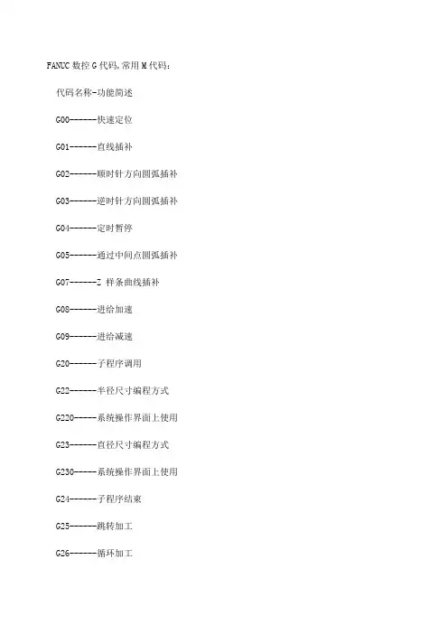 数控车床G指令和M代码详细解释
