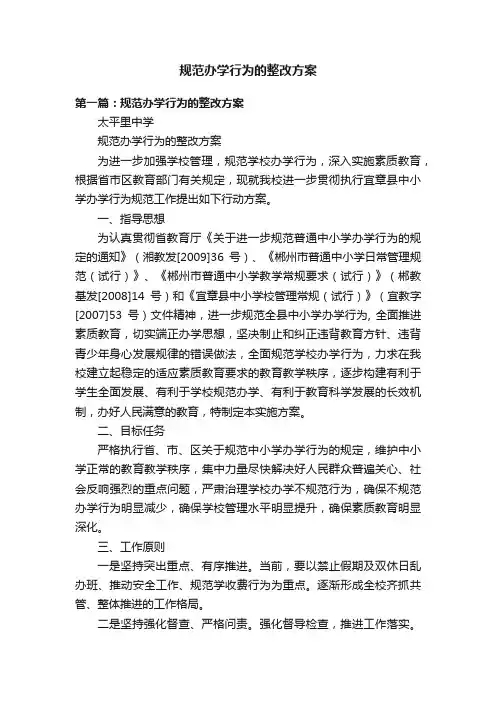 规范办学行为的整改方案