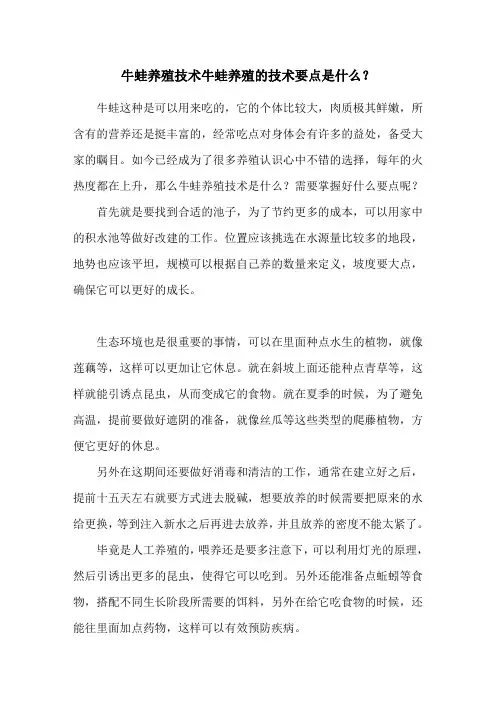牛蛙养殖技术 牛蛙养殖的技术要点是什么？