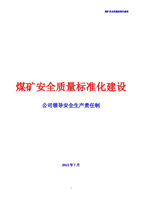 煤矿安全质量标准化-安全生产责任制(公司高层)
