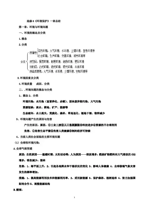 2021年人教版高中地理选修六第一、二章知识点总结