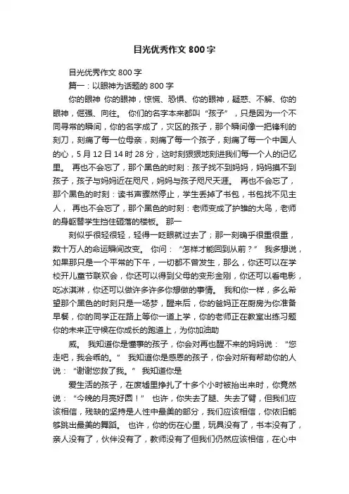 目光优秀作文800字
