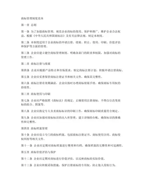 商标管理制度范本