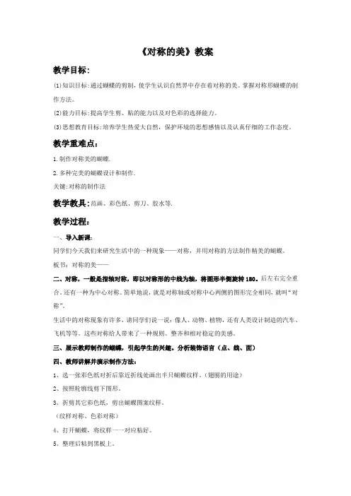 美术四年级下册《对称的美》教案