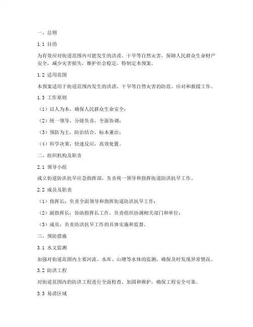 街道防洪抗旱应急预案