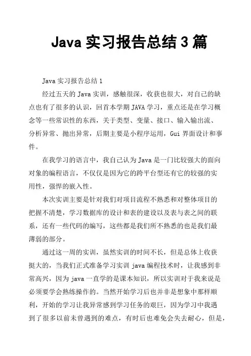 Java实习报告总结3篇