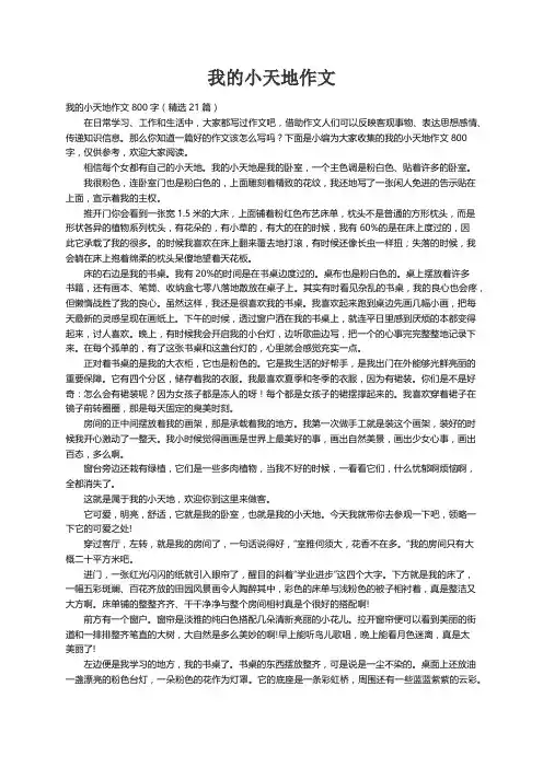 我的小天地作文800字（精选21篇）