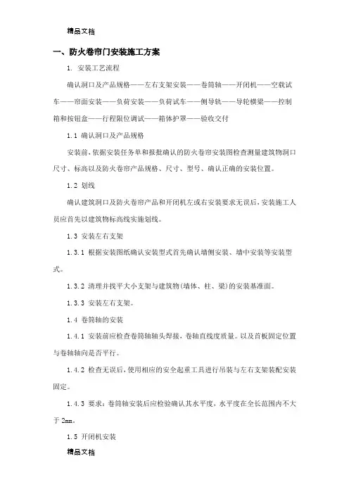 防火卷帘门安装 施工方案资料
