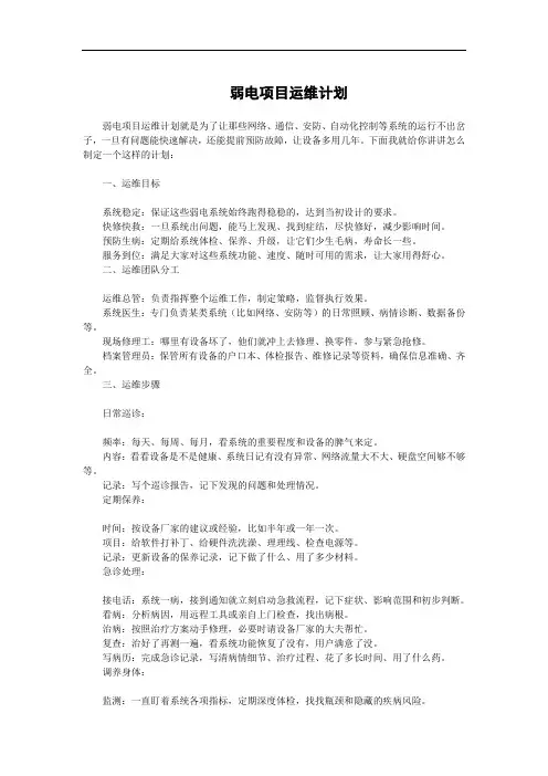 弱电项目运维计划